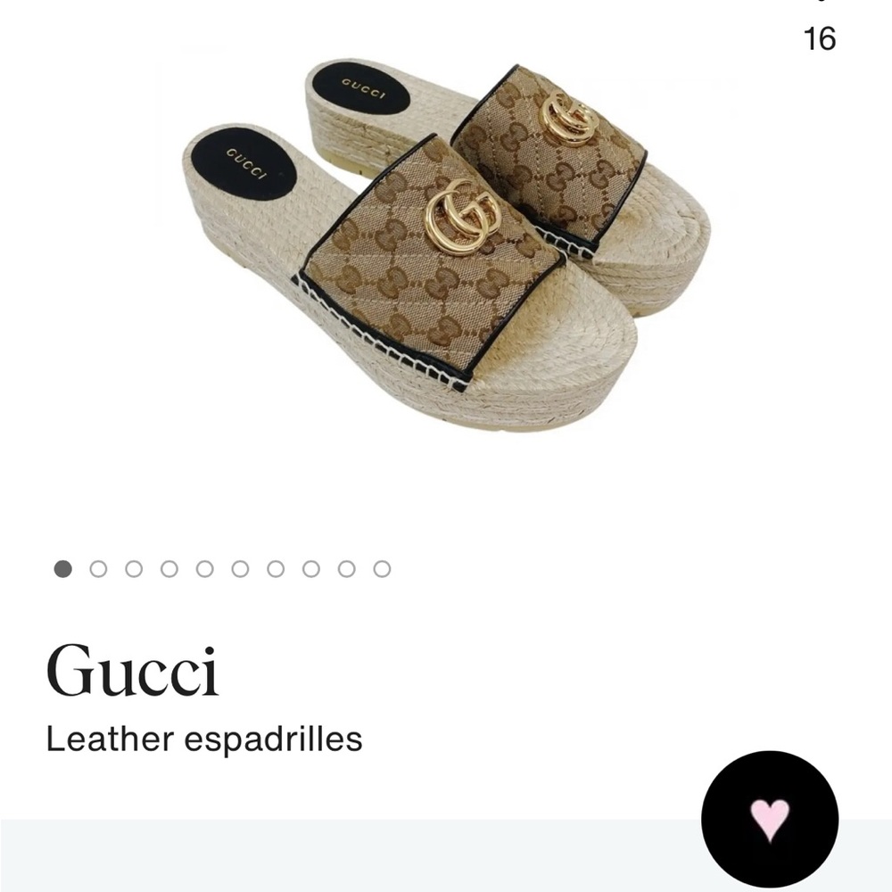 Gucci Tan Espadrille Platform Slides - Picture 8 of 11